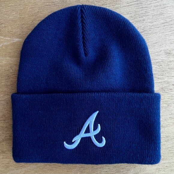 MITCHELL & NESS ATLANTA BRAVES EMBROIDERED BEANIE Men’s Blue NWOT - Picture 1 of 4